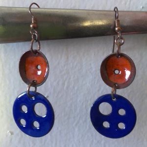 Earrings. Copper or brass.